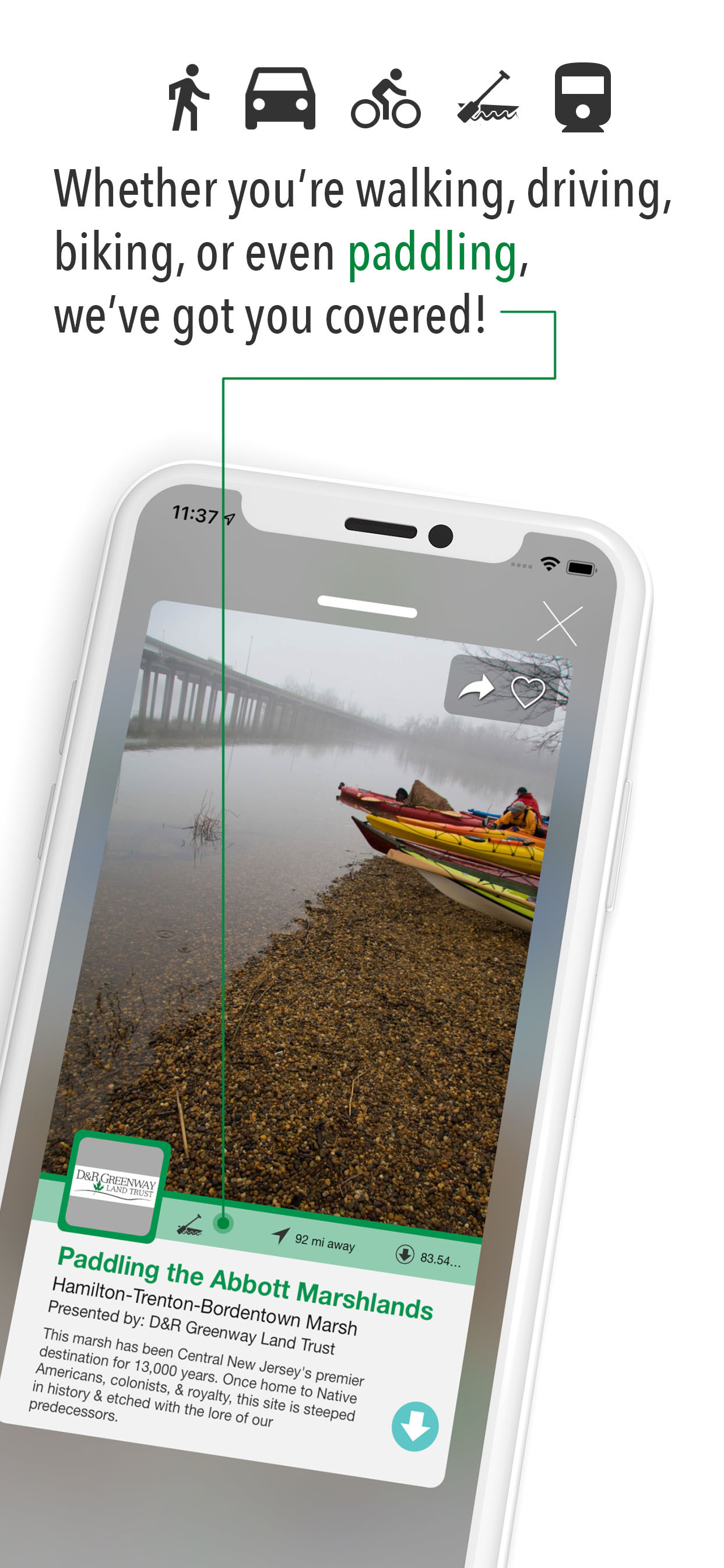 TravelStorys app - activity types