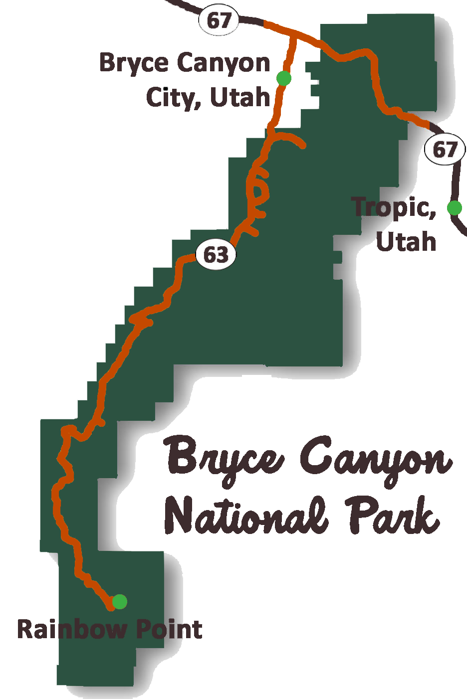 Bryce Canyon National Park Tour Route Map
