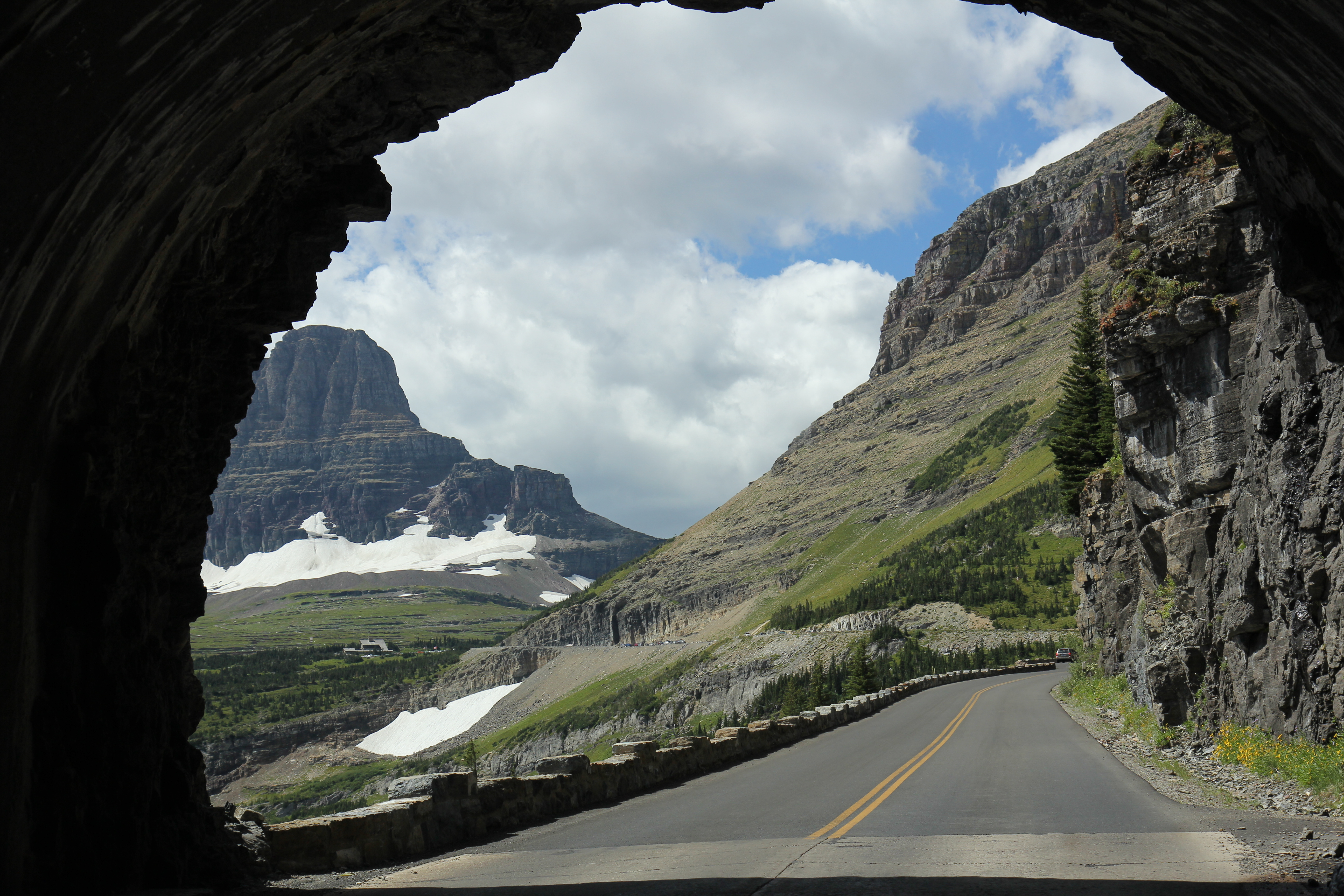 Going-to-the-Sun Road tunnel view at Glacier