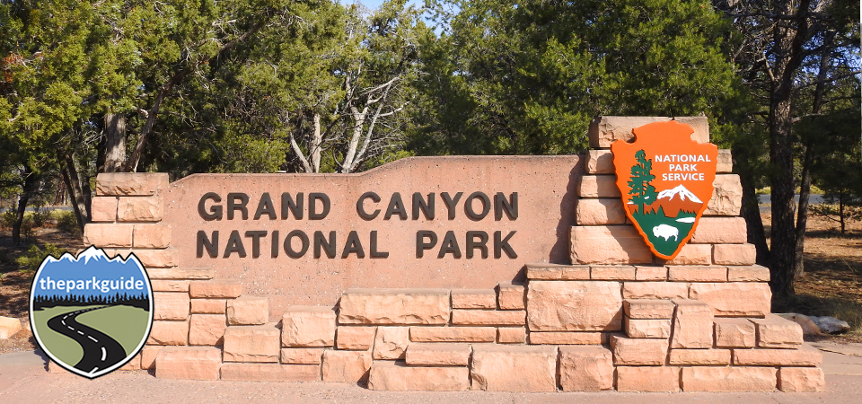 Grand Canyon National Park South Rim entrance sign