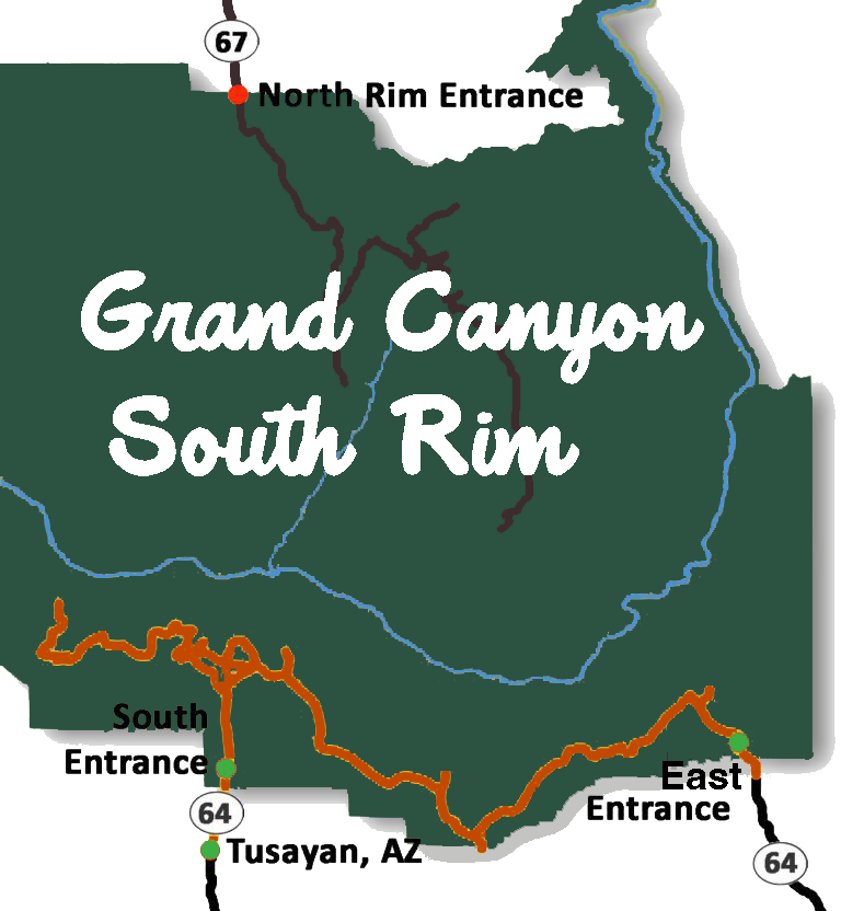 Grand Canyon South Rim Tour Route Map