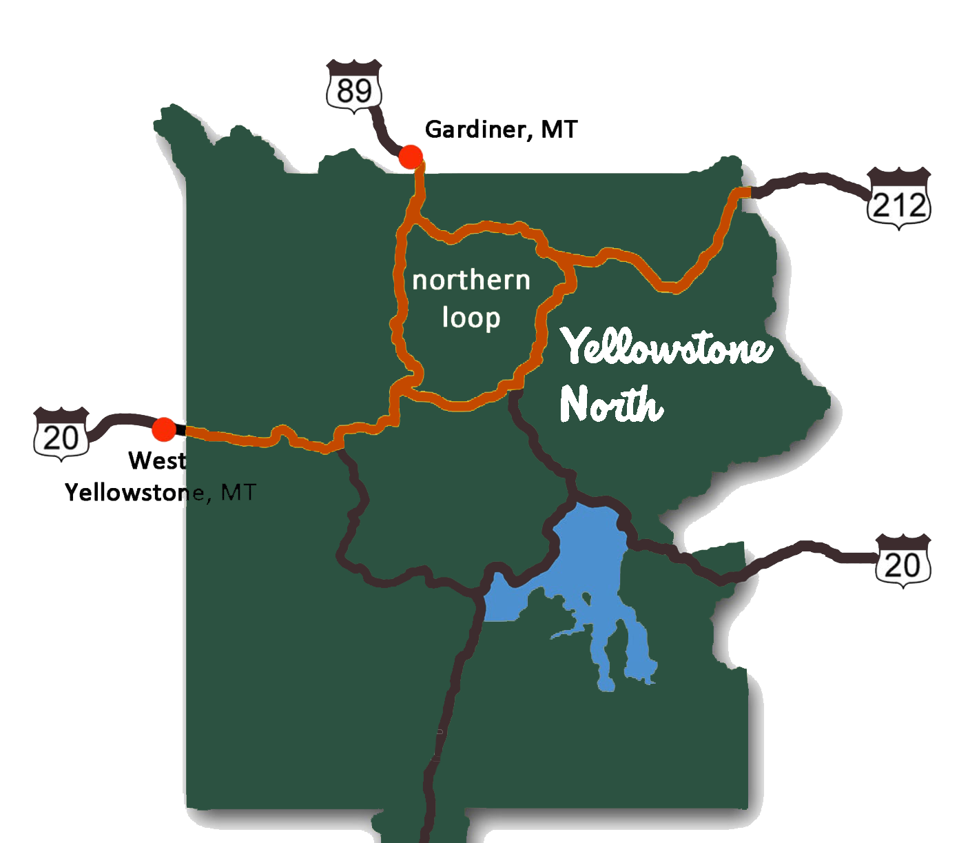 Yellowstone North Tour Route Map