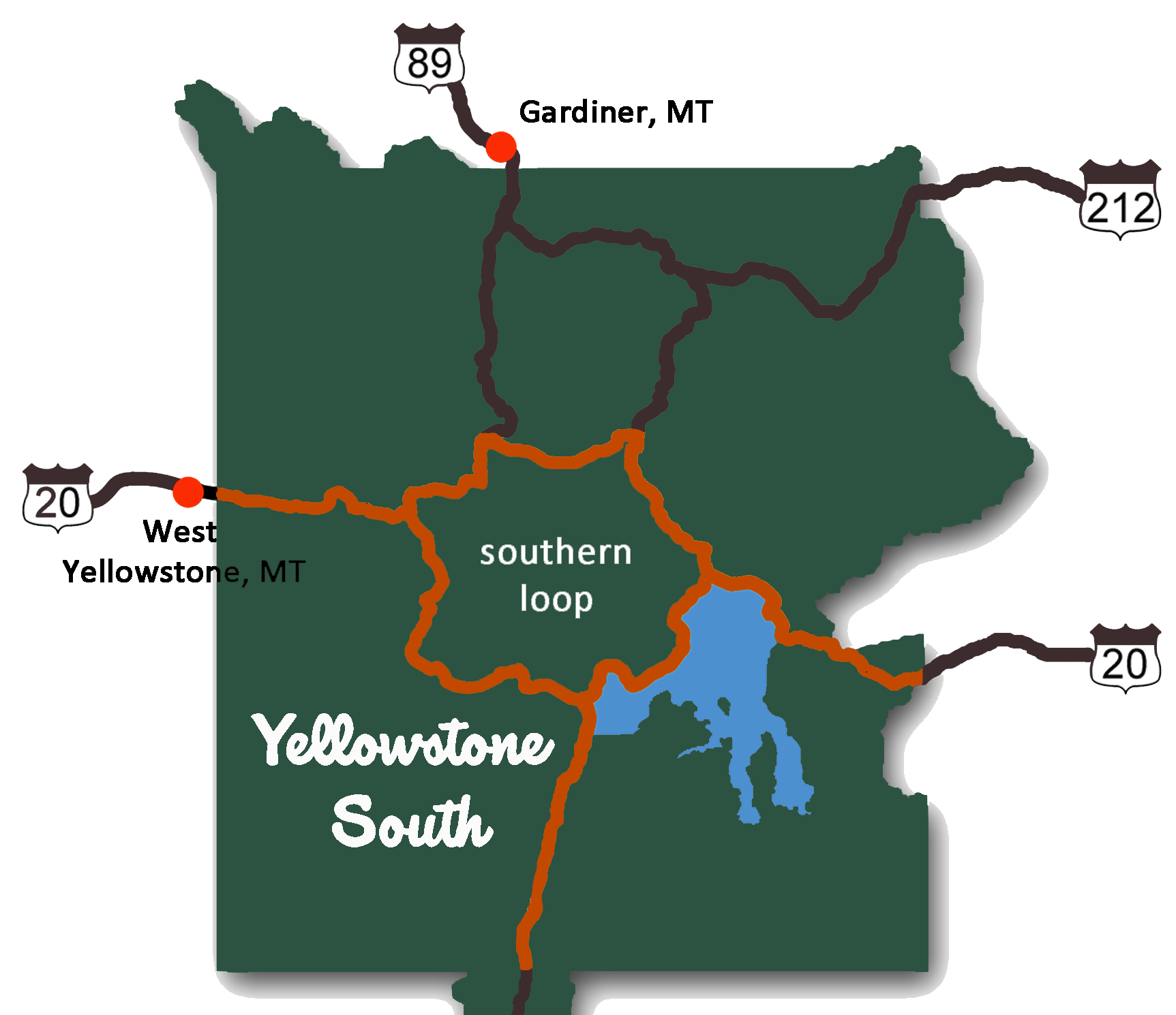 Yellowstone South Tour Route Map