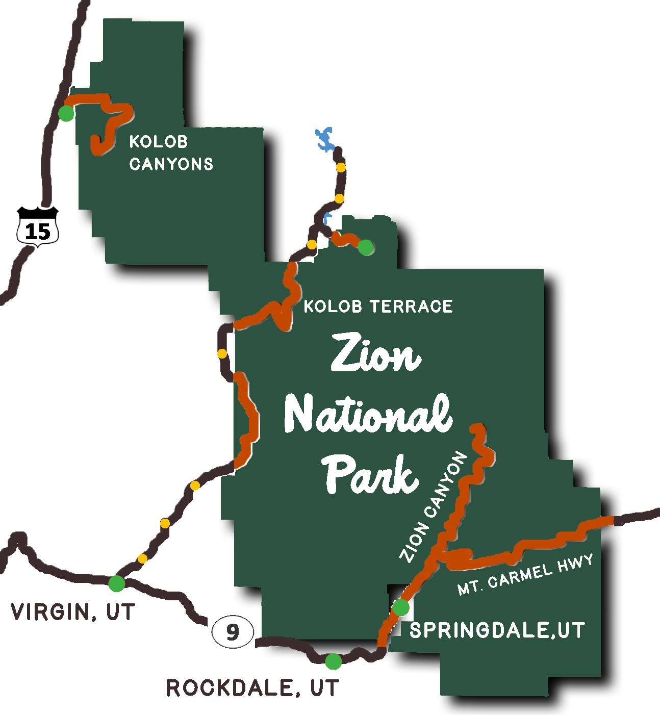 Zion National Park Tour Route Map