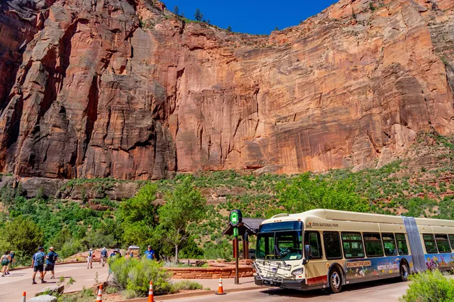 Zion National Park shuttle at Big Bend